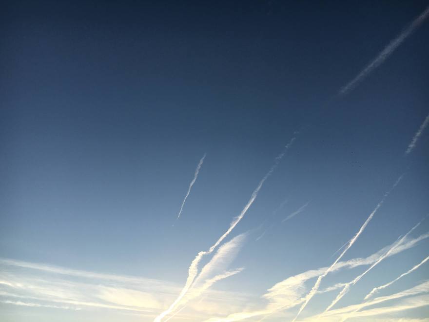 Blues skies and vapour trails