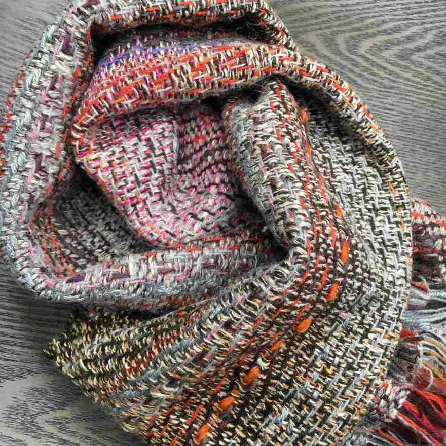 British wool, silk linen and mixed yarn scarf