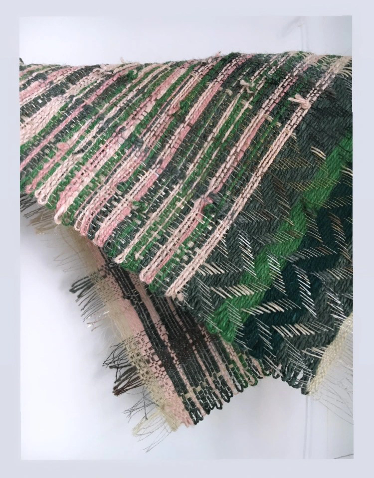 Weaving in pinks and greens