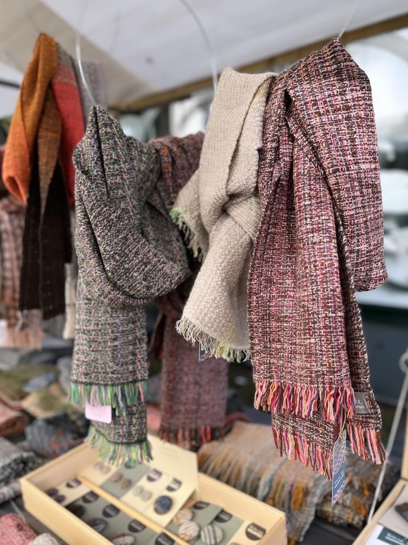 Scarves on display at a market